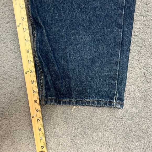 Carhartt Jeans Mens 46x30 Relaxed Fit B460-DVB Blue Denim Work Straight Mid Wash - Picture 8 of 10